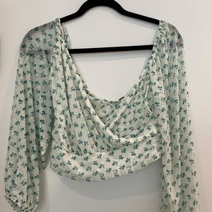 Free People Floral Cropped Long-Sleeved Blouse - 6
